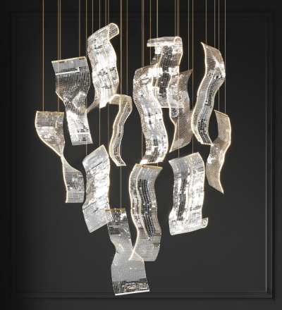 现代玻璃吊灯3D模型下载